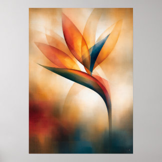 Vogel van Paradijs Cubistische Bloem Abstractie Poster