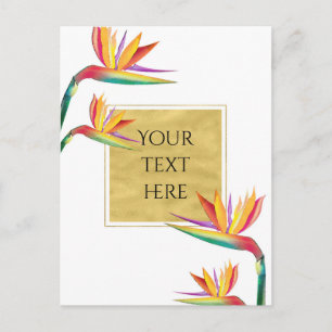Vogel van Paradijs Elegant Goud Witte Trouw Briefkaart