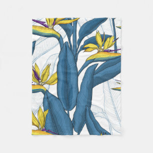 Vogel van paradijse bloemen op wit fleece deken