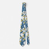 Vogel van paradijse bloemen op wit stropdas (Voorkant)