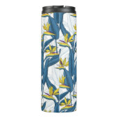 Vogel van paradijse bloemen op wit thermosbeker (Achterkant)