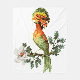 Vogel van Paradise en exotische bloemen op een wit Fleece Deken