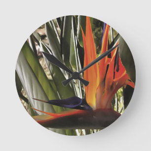 Vogel van Paradise Strelitzia Reginae AcrylPainti Ronde Klok