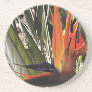 Vogel van Paradise Strelitzia Reginae AcrylPainti Zandsteen Onderzetter