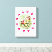  vogel van Valentijnse afdruk met verrekend canvas (Insitu (Houten vloer))