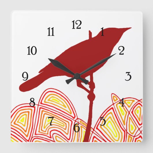 vogel vierkante klok (Voorkant)