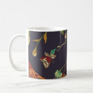 Vogel, Vlinder, Borduurwerk Waterverf. Koffiemok