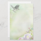 Vogel, vlinders, bloemen briefpapier (Voorkant / Achterkant)