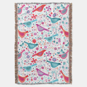 Vogel Waterverf Floral Boho Deken