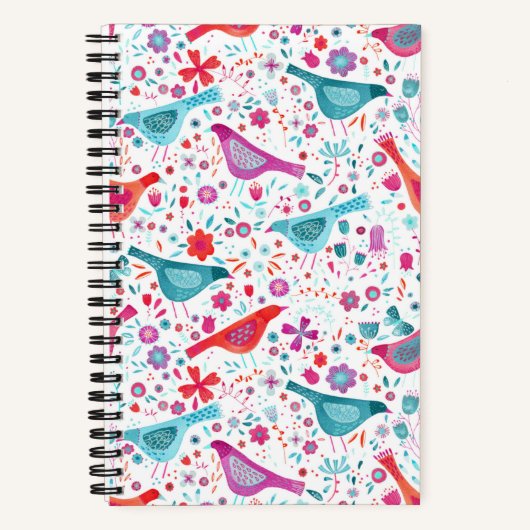 Vogel Waterverf Floral Boho Notitieboek (Voorkant)