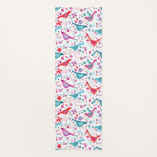 Vogel Waterverf Floral Boho Yogamat (Voorkant)