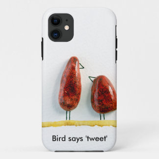 Vogel zegt 'tweet' liefdesvogels glinsterend rode iPhone 11 hoesje