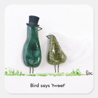 Vogel zegt 'tweet' vierkante sticker