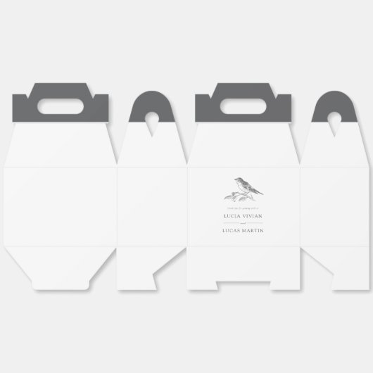  vogel zwart-wit bruiloft bedankdoosjes (Ongevouwen)