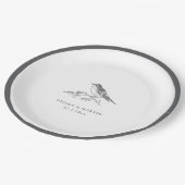  vogel zwart-wit bruiloft papieren bordje (Gekanteld)