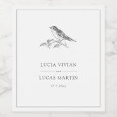  vogel zwart-wit bruiloft wijn etiket (Enkel label)