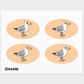 vogelachtige haringmeeuw ovale sticker (Vel)