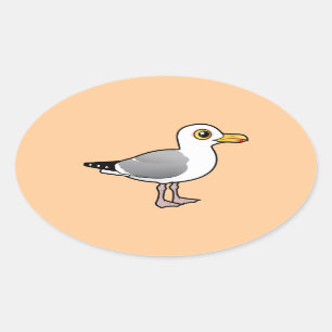 vogelachtige haringmeeuw ovale sticker
