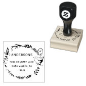 Vogeladres en Botanisch Wreatreturn-adres Rubberstempel (Gestempeld)