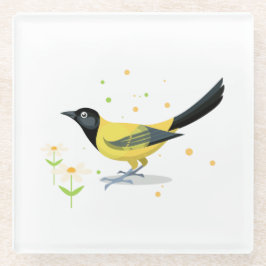 Vogelafbeelding - zomerkleuren glazen onderzetter