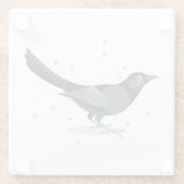 Vogelafbeelding - zwarte vogel glazen onderzetter (Achterkant)