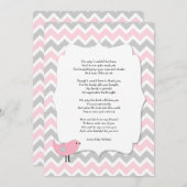 VogelBaby shower bedankt dat je het gedicht roze g (Voorkant / Achterkant)
