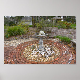 Vogelbad in Orman House, Apalachicola, Florid Poster
