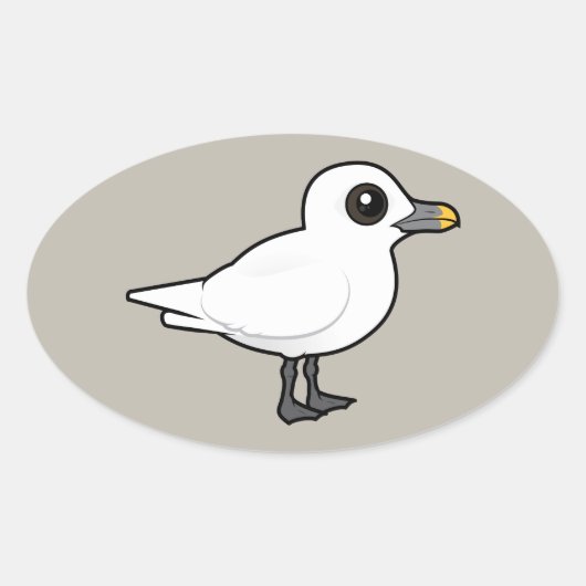 vogelbare ivoormeeuw ovale sticker (Voorkant)