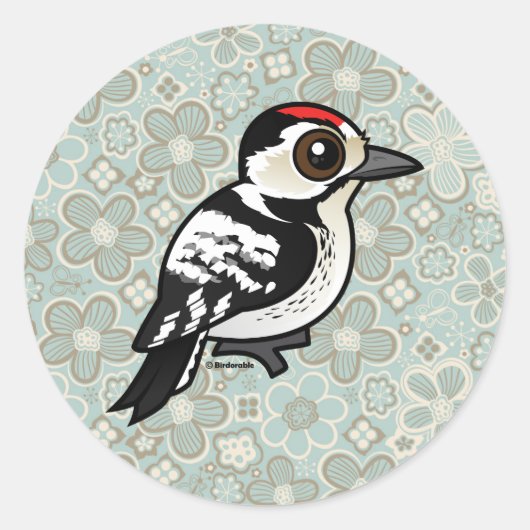 vogelbare mindere gevlekte specht ronde sticker (Voorkant)