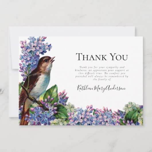 vogelbegrafenis bedankkaart (Voorkant)