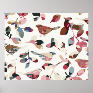 vogelbehangpapier poster