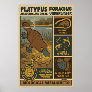 Vogelbekdier Biologische Metaaldetector Kunst Poster