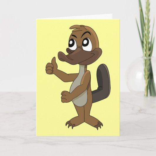 Vogelbekdier cartoonistische wenskaart kaart (Voorkant)