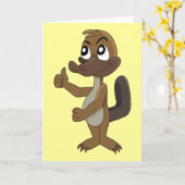 Vogelbekdier cartoonistische wenskaart kaart (Gele Bloem)
