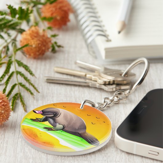 Vogelbekdier in het land van de zon sleutelhanger (Voorkant Rechts)