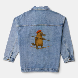 Vogelbekdier op een koord denim jacket