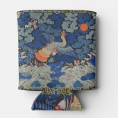 Vogelblauw Chinees borduurwerk Blikjeskoeler (Achterkant)