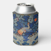 Vogelblauw Chinees borduurwerk Blikjeskoeler (Blikje Achterkant)