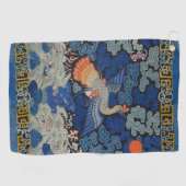 Vogelblauw Chinees borduurwerk Golfhanddoek (Horizontaal)