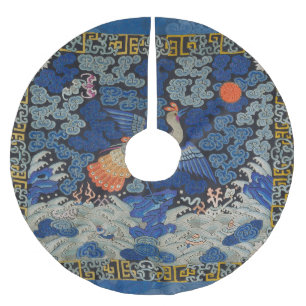 Vogelblauw Chinees borduurwerk  Kerstboom Rok