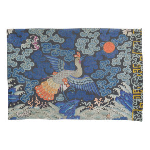 Vogelblauw Chinees borduurwerk Kussensloop