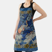 Vogelblauw Chinees borduurwerk Schort (Insitu)