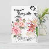 Vogelbloem, juni, Rozen, Honeysuckle Feestdagenkaart (Staand voorkant)