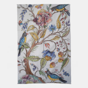 Vogelbloemen Floral Chinoiserie Tile Oriental Theedoek