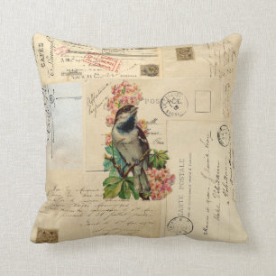 vogelbloemen Franse Briefkaarten Pillow Kussen