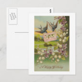 vogelbloemen paarse bloemen briefkaart (Voorkant / Achterkant)