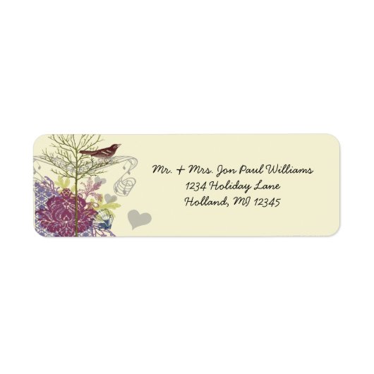 vogelboom Musical Raspberry Damask Tree Etiket (Voorkant)