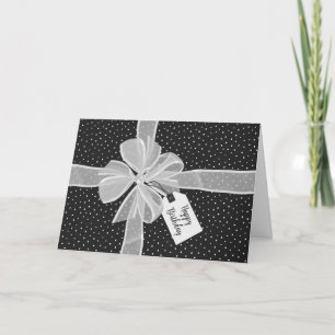 Vogelcadeau met Label en bloem Kaart