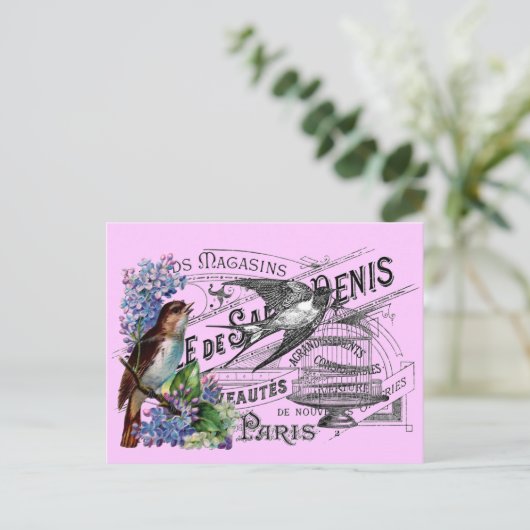  vogelcollage briefkaart (Staand voorkant)