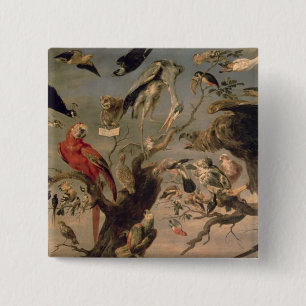 Vogelconcert Vierkante Button 5,1 Cm